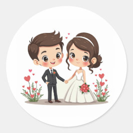 Adorable Wedding Couple Stickers