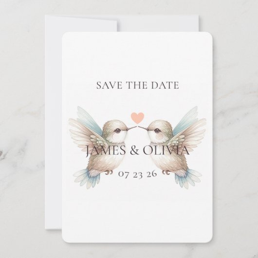 Adorable Wedding Hummingbird Save the Date (Vorderseite)