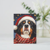 Adorable Weihnachten Berner Berghund Postkarte (Stehend Vorderseite)