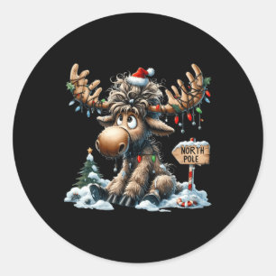 Adorable Weihnachten Elche Merry Christmoose Men W Runder Aufkleber