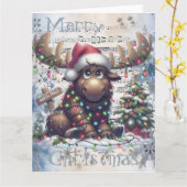 Adorable Weihnachten Elche Winter Weihnachten Karte (Gelbe Blume)