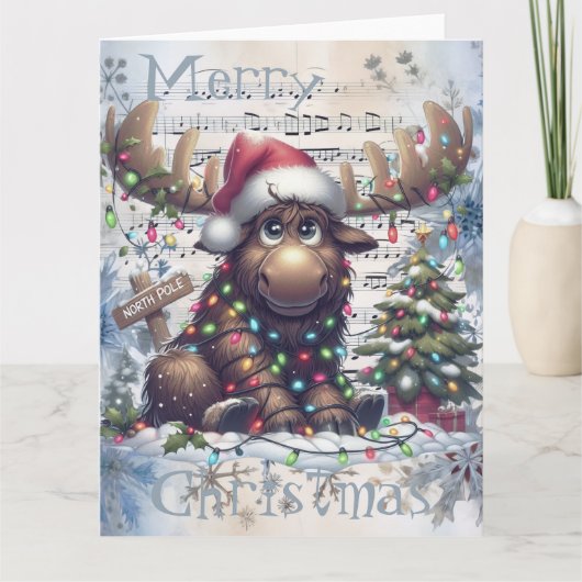 Adorable Weihnachten Elche Winter Weihnachten Karte (Vorderseite)