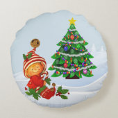 Adorable Weihnachten Elf Rundkissen Rundes Kissen (Rückseite)