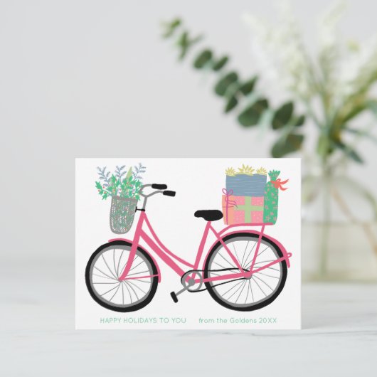 Adorable Weihnachten Fahrrad Geschenke CUSTOM Urla Postkarte (Stehend Vorderseite)