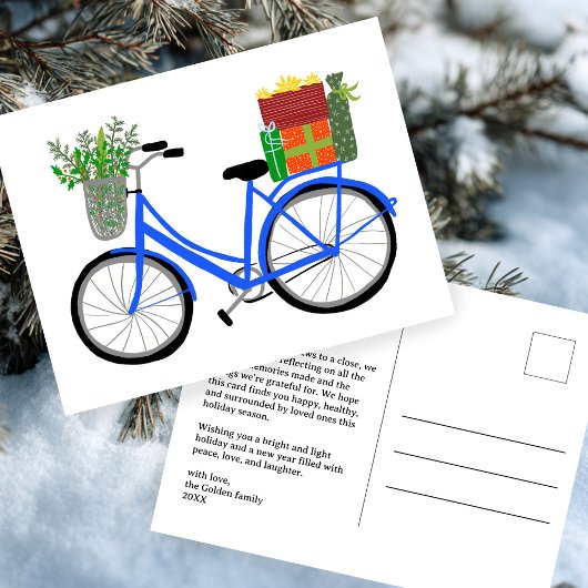 Adorable Weihnachten Fahrrad Urlaub Geschenke CUST Postkarte