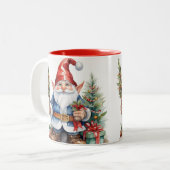 Adorable Weihnachten fröhliche Gnome-Kaffee-Tasse, Zweifarbige Tasse (Vorderseite Links)