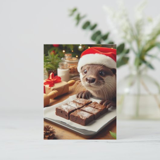 Adorable Weihnachten Otter Backbäckerei Bronien Postkarte (Stehend Vorderseite)