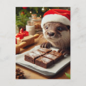 Adorable Weihnachten Otter Backbäckerei Bronien Postkarte (Vorderseite)