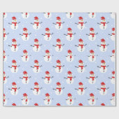 Adorable Weihnachten Schneemannsmuster Festlich Geschenkpapier (Flach)