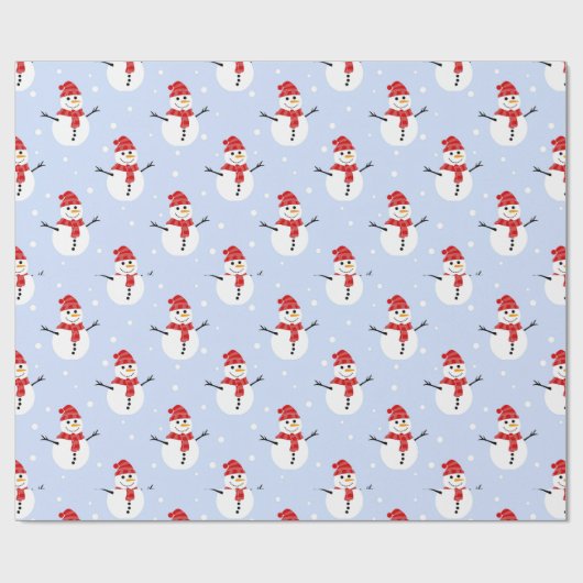 Adorable Weihnachten Schneemannsmuster Festlich Geschenkpapier (Flach)