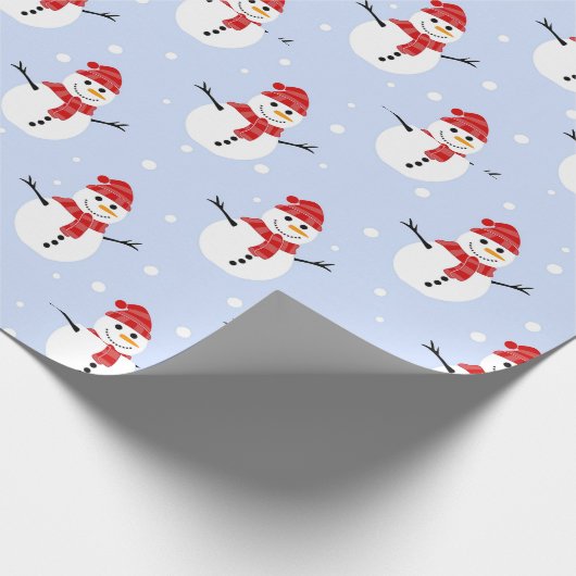 Adorable Weihnachten Schneemannsmuster Festlich Geschenkpapier (Ecke)