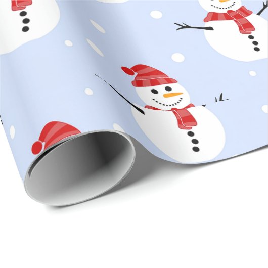 Adorable Weihnachten Schneemannsmuster Festlich Geschenkpapier (Rolleneckpunkt)