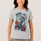 Adorable Weihnachten Weihnachten Weihnachten T-Rex Tri-Blend Shirt (Vorderseite)