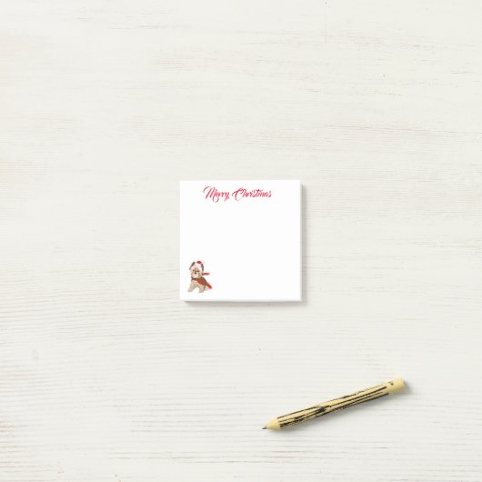 Adorable Weihnachten Yorkie in Weihnachtsmannmütze Post-it Klebezettel (Auf Schreibtisch)