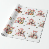 Adorable Weihnachts-Happy Schweine auf Weiß Geschenkpapier (Ungerollt)