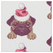 Adorable Weihnachts-Mops Stoff (Nahaufnahme)