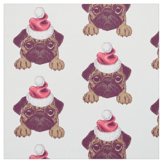 Adorable Weihnachts-Mops Stoff (Muster)