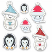 Adorable Weihnachts-Wintertiere Aufkleber (Vorderseite)