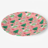 Adorable Weihnachtsbaumen, Strümpfe, Sternenmuster Pappteller (Schrägansicht)