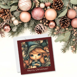 Adorable Weihnachtself individuell anpassbar Feiertagskarte