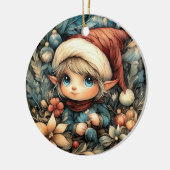 Adorable Weihnachtself individuell anpassbar Keramik Ornament (Links)