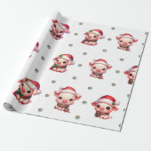 Adorable Weihnachtsferien Kawaii Schweine auf Whit Geschenkpapier (Ungerollt)