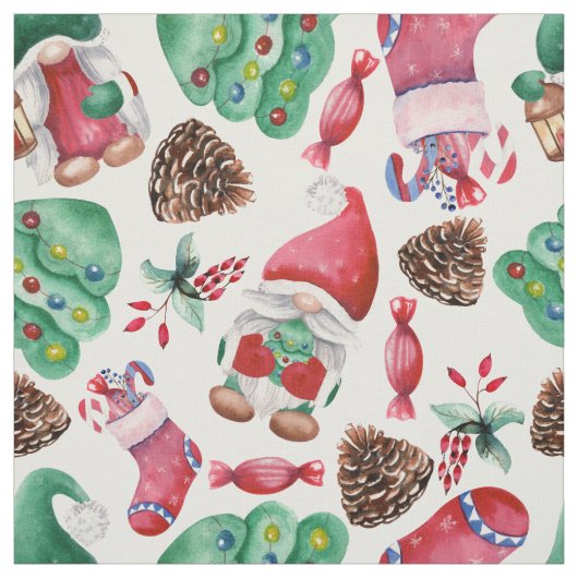 Adorable Weihnachtsgnomen Stoff (Muster)