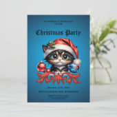 Adorable Weihnachtskätzchen. Einladung (Stehend Vorderseite)