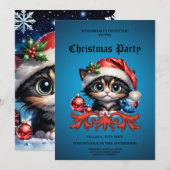 Adorable Weihnachtskätzchen. Einladung (Vorne/Hinten)