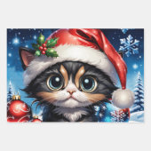 Adorable Weihnachtskätzchen. Geschenkpapier Set (Vorderseite 3)