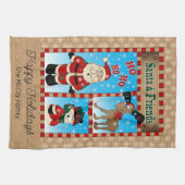 Adorable Weihnachtsmann und Freunde Geschirrtuch (Horizontal)