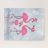 Adorable Weihnachtsmannmütze Flamingos Puzzle (Horizontal)