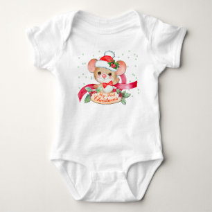 Adorable Weihnachtsmannmütze Maus Erste Weihnacht Baby Strampler