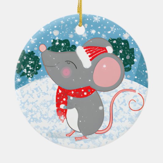 Adorable Weihnachtsmäuse Keramik Ornament (Hinten)