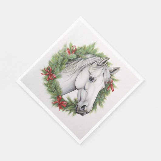 Adorable Weihnachtspferde Serviette (Ecke)