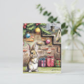 Adorable Weihnachtsrabbit Postkarte (Stehend Vorderseite)