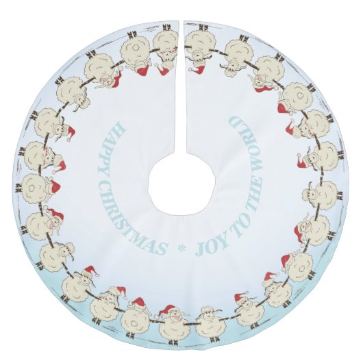 Adorable Weihnachtsschaf Polyester Weihnachtsbaumdecke (Vorderseite)