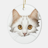 ADORABLE WEISSE KITTY CAT-GESICHT KERAMIK ORNAMENT (Links)