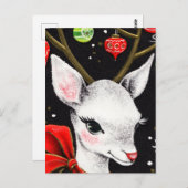 Adorable Weiße Rentiere mit Big Red Bow Postkarte (Vorne/Hinten)