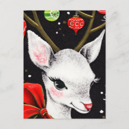 Adorable Weiße Rentiere mit Big Red Bow Postkarte