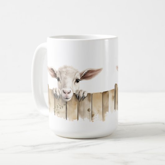 ADORABLE WEISSE ZIEGE ÜBER ZENTRUM KAFFEETASSE (Vorderseite Links)