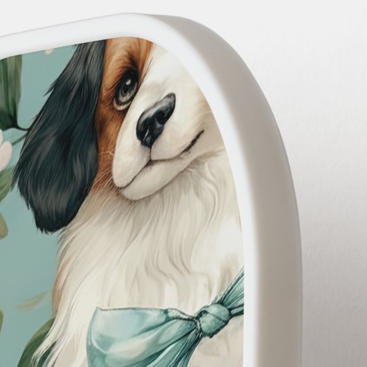 Adorable Welpe auf Sage Green Background Pickleball Schläger (Linke Seite)