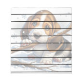 Adorable Welpe, die einen schneesicheren Stick häl Notizblock (Vorderseite)