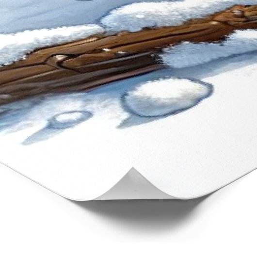 Adorable Welpe, die einen schneesicheren Stick häl Poster (Ecke)