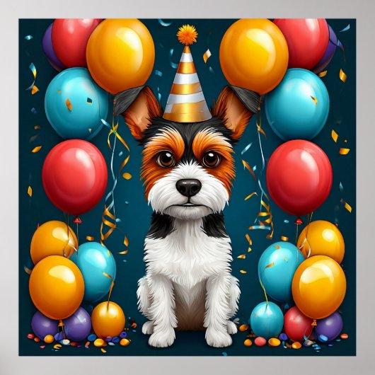 Adorable Welpe feiert Geburtstag Poster (Vorne)