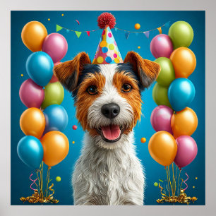 Adorable Welpe feiert Geburtstag Poster