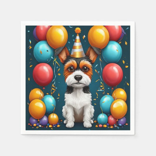 Adorable Welpe feiert Geburtstag Serviette (Vorderseite)