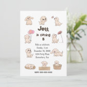 Adorable Welpe Geburtstagsparty, personalisierbar Einladung (Stehend Vorderseite)