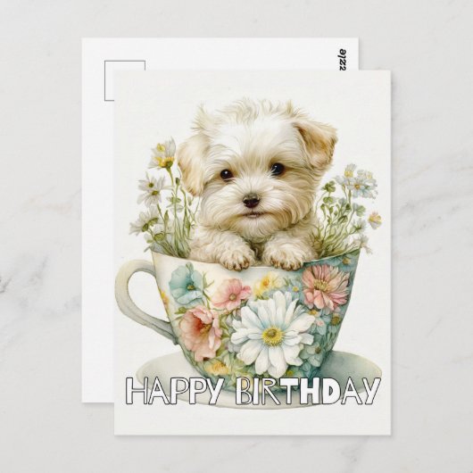 Adorable Welpe im Teecup Postkarte (Vorne/Hinten)