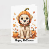 Adorable Welpe in Pumpkin Halloween Sweet Fall Dog Karte (Vorderseite)